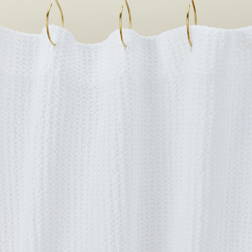 Cotton Waffle Shower Curtain - White