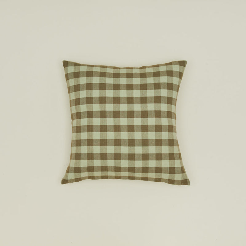 Cotton Gingham Cushion - Sage & Olive