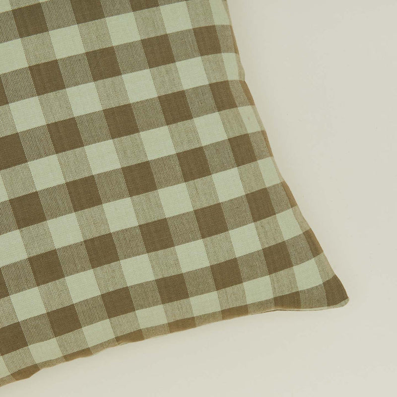Cotton Gingham Cushion - Sage & Olive