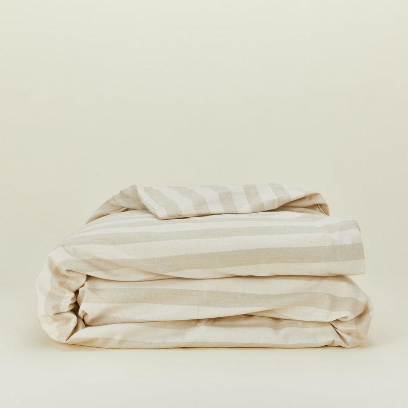 Cotton Stripe Duvet Cover - Ivory & Flax