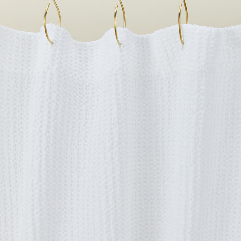 Cotton Waffle Shower Curtain - White