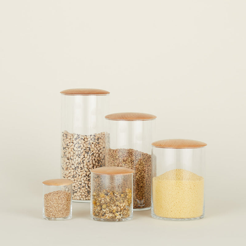 Glass Storage Jar with Maple Lid