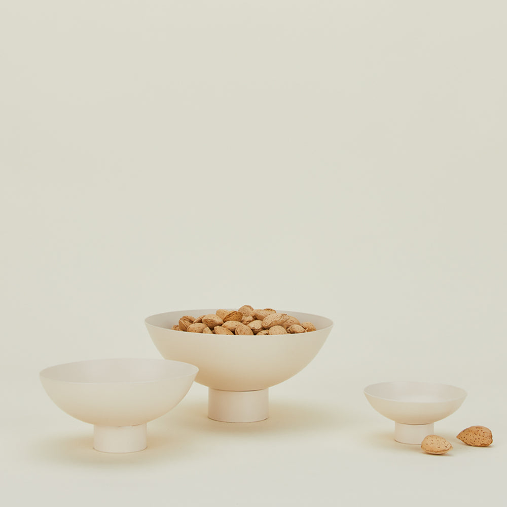 Metal Pedestal Bowl - Ivory