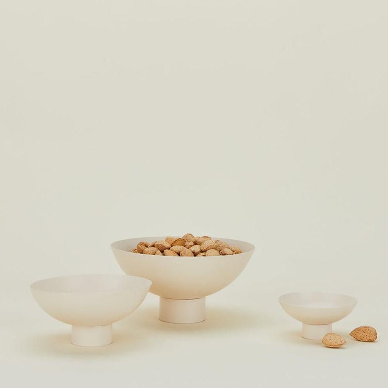Metal Pedestal Bowl - Ivory