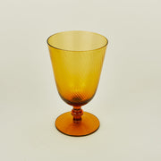Ribbed Glass Goblets, Set of 4 - Amber